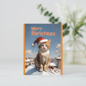 vrolijke kerstkat briefkaart (Staand voorkant)