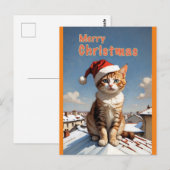 vrolijke kerstkat briefkaart (Voorkant / Achterkant)