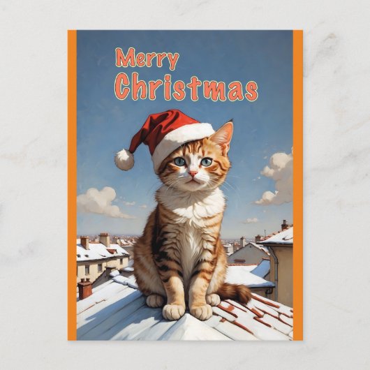 vrolijke kerstkat briefkaart (Voorkant)