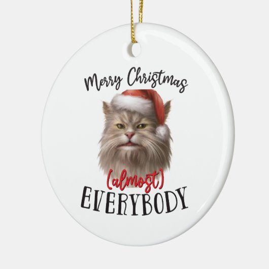 Vrolijke kerstkat | dubbelzijdig keramisch ornament (Links)