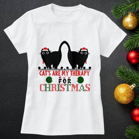 Vrolijke Kerstkat Grappig Schattige Personaliseer  T-shirt