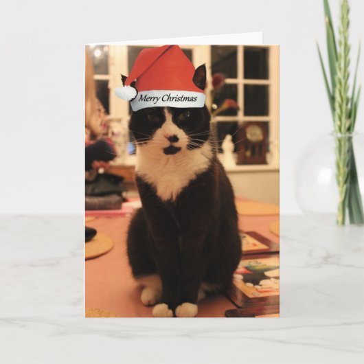 Vrolijke Kerstkat Kaart (Voorkant)