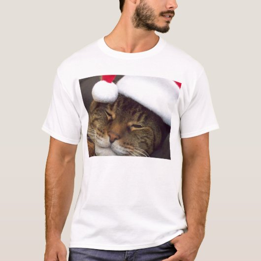 Vrolijke Kerstkat met Santa Hat Shirt (Voorkant)