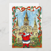 Vrolijke Kerstkathedraal Santa Feestdagenkaart (Voorkant / Achterkant)