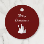 Vrolijke Kerstkatten Elegant Script Rood Bedankjes Labels (Voorkant)