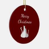 Vrolijke Kerstkatten Elegant Script Rood Keramisch Ornament (Rechts)