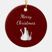 Vrolijke Kerstkatten Elegant Script Rood Keramisch Ornament (Voorkant)