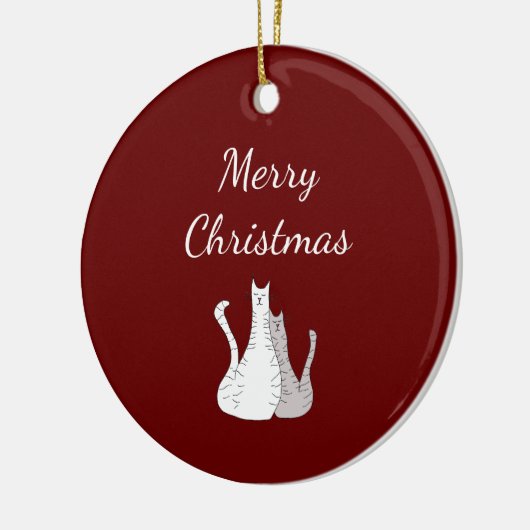 Vrolijke Kerstkatten Elegant Script Rood Keramisch Ornament (Links)