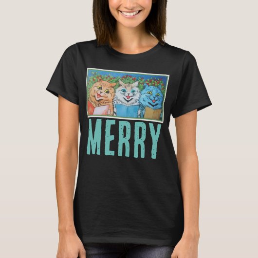 VROLIJKE KERSTKATTEN LOUIS WAIN T-SHIRTS (Voorkant)