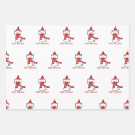 VROLIJKE KERSTKATTEN MET MASKERS CADEAUVERPAKKING INPAKPAPIER VEL