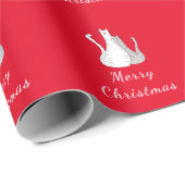 Vrolijke Kerstkatten Tekenen Feestelijke Katten Cadeaupapier (Rol Hoek)