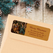 Vrolijke kerstkerststal Christelijk katholiek Etiket