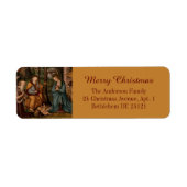 Vrolijke kerstkerststal Christelijk katholiek Etiket (Voorkant)