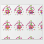 Vrolijke kerstkever cadeaupapier (Vlak)