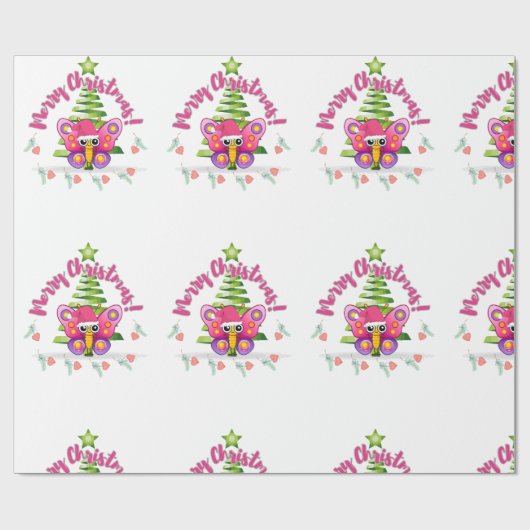 Vrolijke kerstkever cadeaupapier (Vlak)