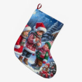 Vrolijke kerstkinderen grote kerstsok (Voorkant (Hangend))
