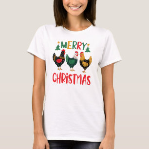 Vrolijke Kerstkip, Grappige Boerderijen Kippen T-shirt