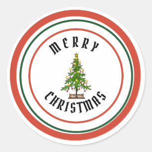 VROLIJKE KERSTKLASSIEKER RONDE STICKER