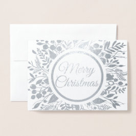Vrolijke Kerstkrans Bloemen Folie Kaarten
