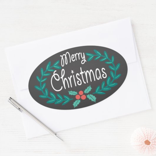 VROLIJKE KERSTKRANS CHALKBOARD STICKERS (Envelop)