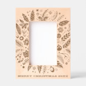 Vrolijke Kerstkrans en datum Familiefoto Gegraveerde Lijstjes (Voorkant)