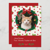 Vrolijke Kerstkrans en Holly Custom Pet Foto Feestdagenkaart (Voorkant / Achterkant)