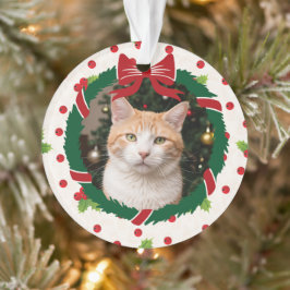 Vrolijke Kerstkrans en Holly Custom Pet Foto Ornament