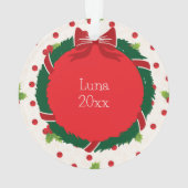 Vrolijke Kerstkrans en Holly Custom Pet Foto Ornament (achterkant)