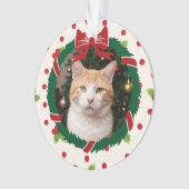 Vrolijke Kerstkrans en Holly Custom Pet Foto Ornament (voorkant)