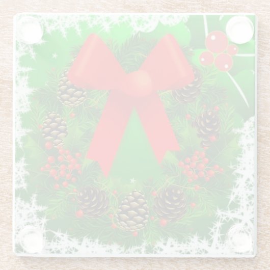 Vrolijke kerstkrans glazen onderzetter (Achterkant)