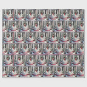 Vrolijke kerstkrans op de huisdeur cadeaupapier (Vlak)