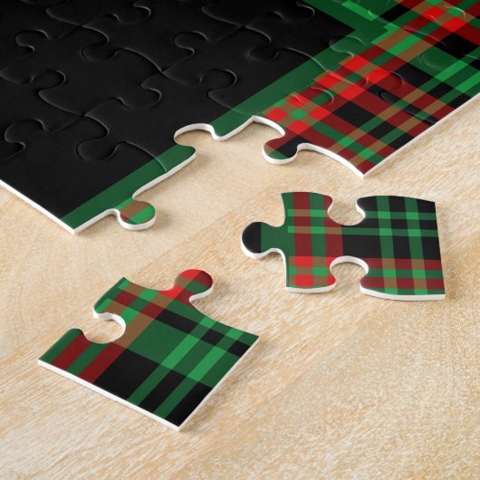 Vrolijke Kerstkrans Personaliseer Rood Groen Plakk Legpuzzel (Zijkant)