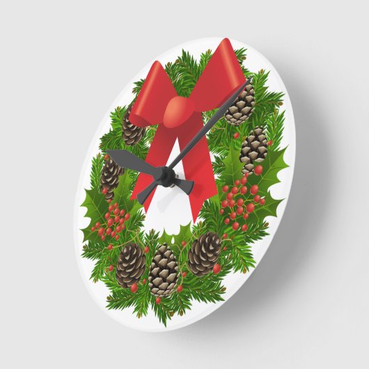 Vrolijke kerstkrans ronde klok (Hoek)