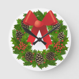 Vrolijke kerstkrans ronde klok