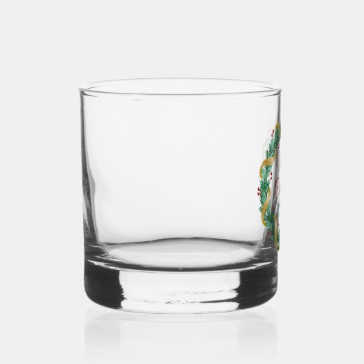 Vrolijke Kerstkrans Rood Groen Custom Whisky Glas (Rechts)