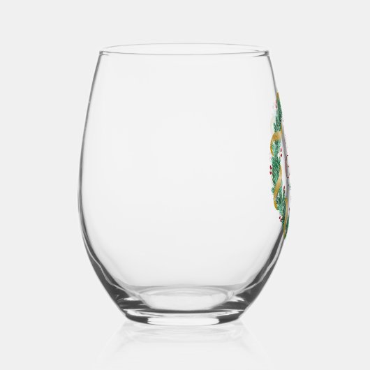 Vrolijke Kerstkrans Rood Groen Custom Wijnglas Zonder Voet (Rechts)