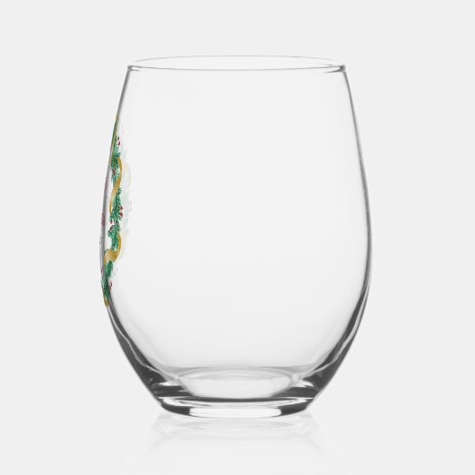 Vrolijke Kerstkrans Rood Groen Custom Wijnglas Zonder Voet (Links)