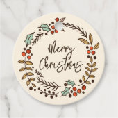 Vrolijke Kerstkrans vakantie Bedankjes Labels (Voorkant)