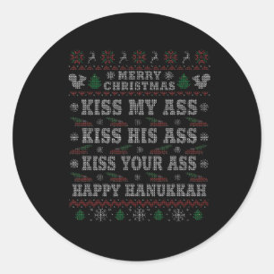 Vrolijke kerstkus Mijn Zijne Gelukkige Chanoeka Ronde Sticker