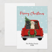 Vrolijke kerstlabradors rode kersttruck feestdagenkaart (Voorkant / Achterkant)