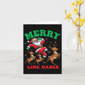 Vrolijke kerstlijn danslijn dansen en kerstman kaart (Gele Bloem)