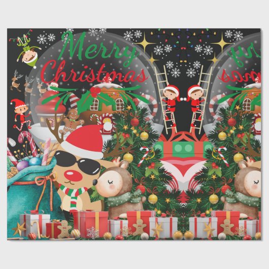 Vrolijke Kerstmagie: Feestelijke feestdagen Cadeaupapier (Vlak)