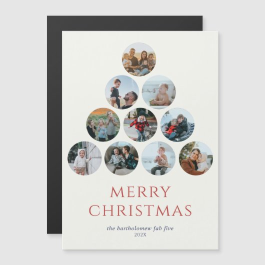 Vrolijke Kerstmagneet 10 Foto's Rood (Voorkant / Achterkant)