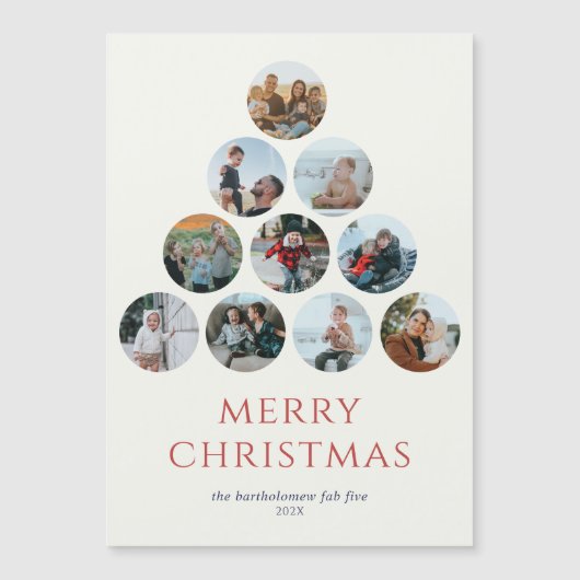 Vrolijke Kerstmagneet 10 Foto's Rood (Voorkant)