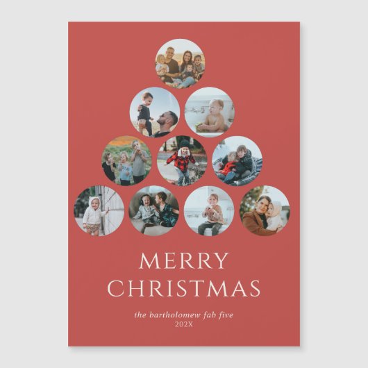 Vrolijke Kerstmagneet 10 Foto's Rood (Voorkant)