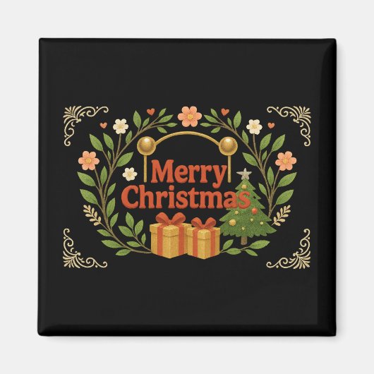 Vrolijke kerstmagneet magneet (Voorkant)