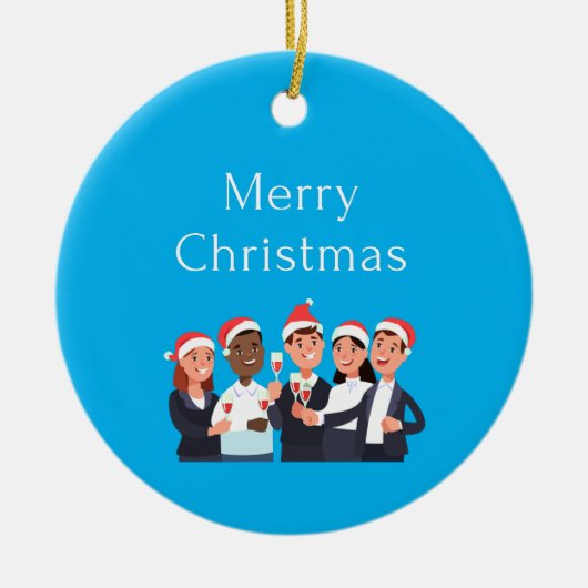 vrolijke kerstman 2022 keramisch ornament (Voorkant)