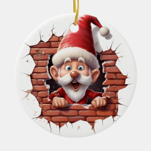 Vrolijke Kerstman - 3D Keramisch Ornament (Voorkant)