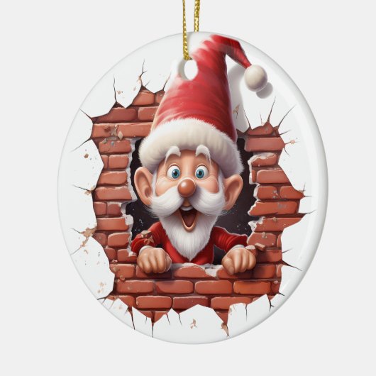 Vrolijke Kerstman - 3D Keramisch Ornament (Links)