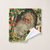 Vrolijke Kerstman Antiek Classic Bad Handdoek (Wasdoekje)